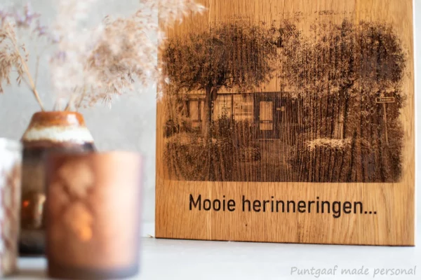 Eikenhouten tapasplank modern met leder lus housewarming , gemaakt door Puntgaaf made personal